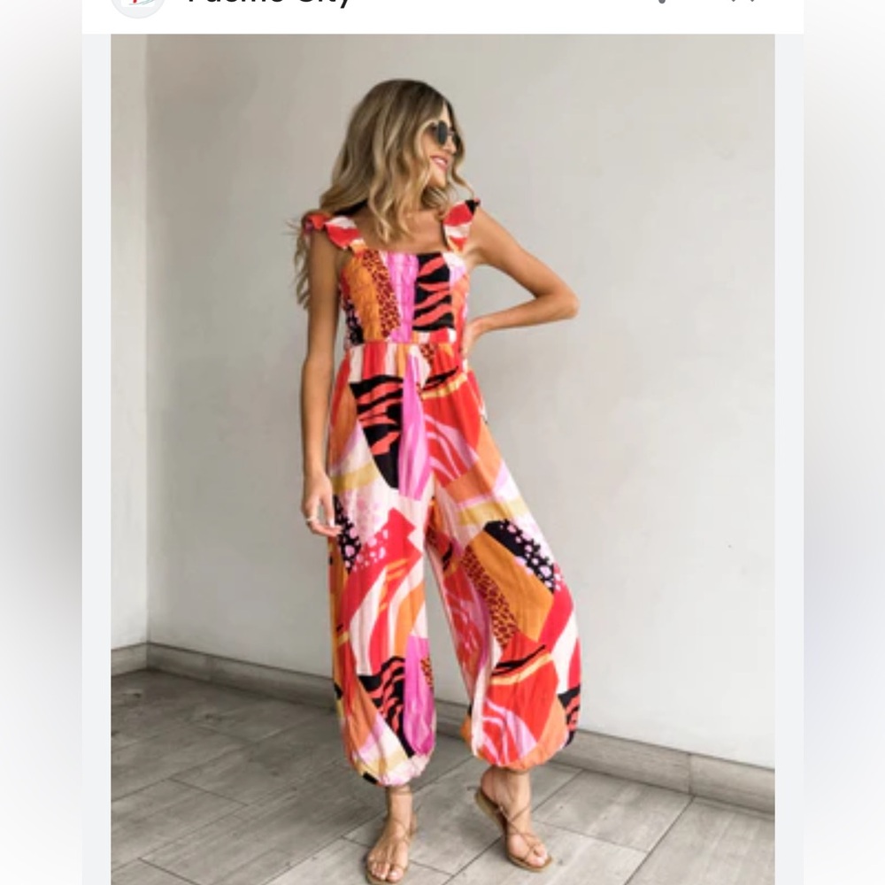 Fate romper beaded smocked Jumpsuit
